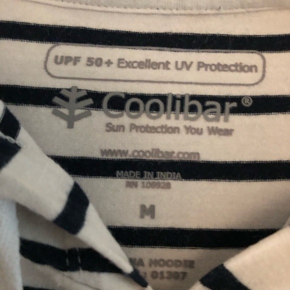 Coolibar Cabana Navy and White Striped Hoodie - Picture 8 of 9